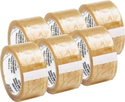 Quill Brand® Medium-Duty Natural Rubber Packing Tape; 2.3 Mil, 2 x 110 yds., Clear, 6/Pack, (C600)