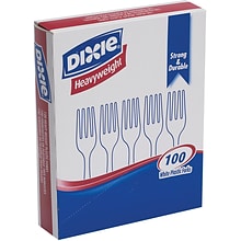 Dixie Plastic Forks, Heavy-Weight, White, 100/Box (KH207)