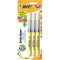 BIC Brite Liner Stick Highlighter with Grip, Flex Tip, Yellow, 3/Pack (GBLBP31-YEL)