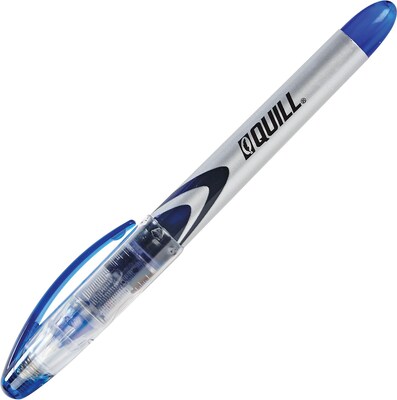 Quill Brand® Rollerball Pens, Fine Point, Blue, Dozen (32158-QL)