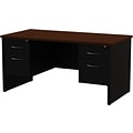 Quill Brand® Modular Double Pedestal Desk, Black/Walnut, 30x60