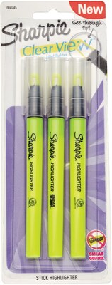 Sharpie Clear View Highlighter, Chisel Tip, Yellow, 3/Pack (1950745/2128217)