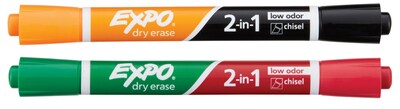 Expo 2-in-1 Dry Erase Markers, Chisel Tip, Assorted, 2/Pack (1944654)