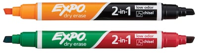 EXPO 2-in-1 Dry Erase Markers, Chisel Tip