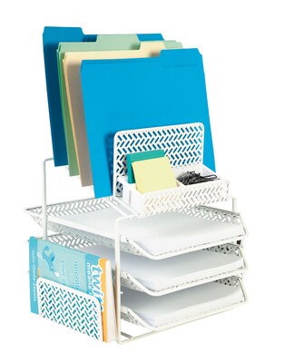 Quill Brand® All-in-One White Zigzag Desk Organizer