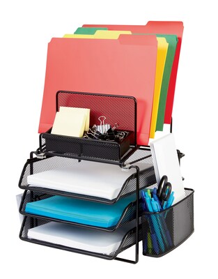Staples All In One Black Wire Mesh Desk Organizer Quill Com