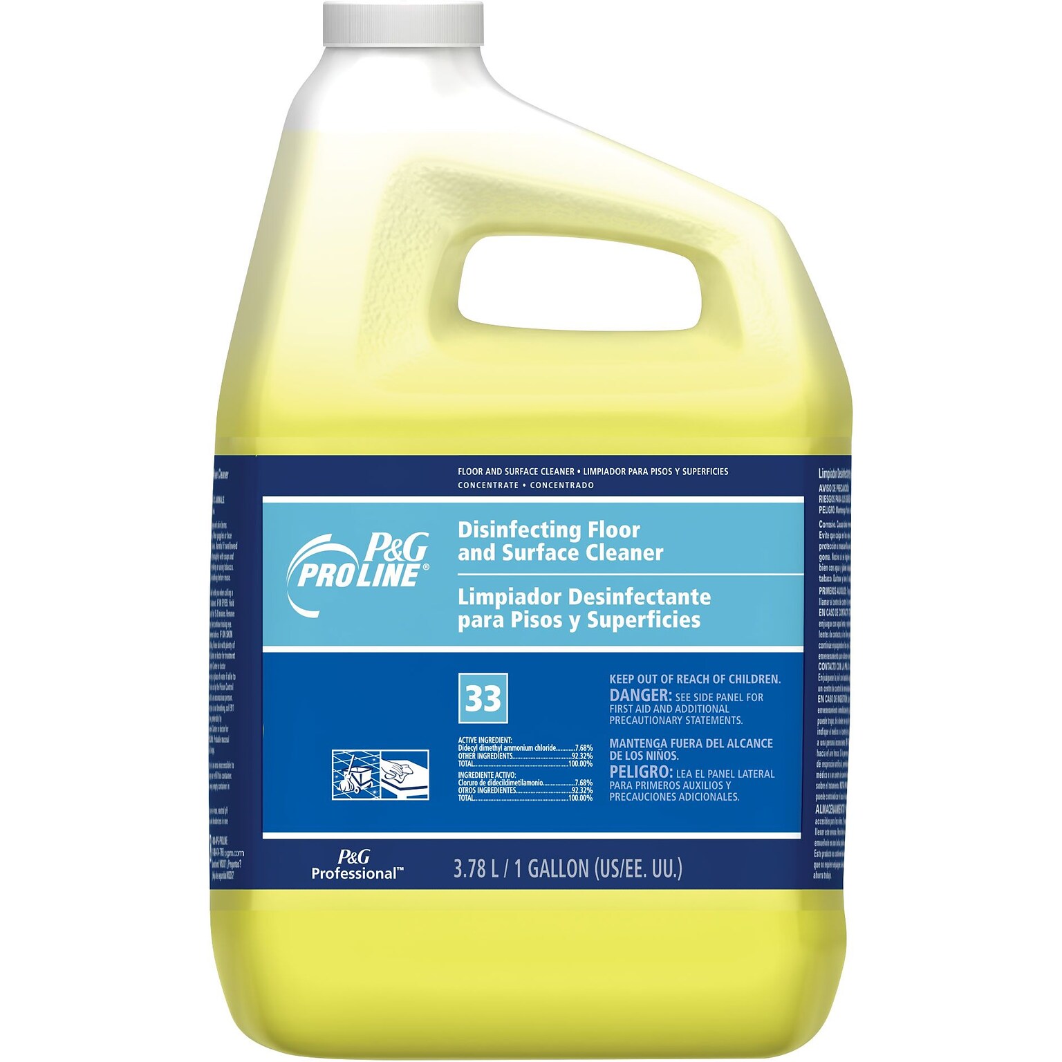 P&G Pro Line Disinfectant Floor & Surface Cleaner, Dilution Control, 1 Gallon, 4/Carton (02039)