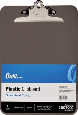 Quill Brand® Plastic Clipboard, Letter Size, Smoke (25977QCC)