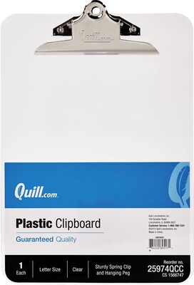Quill Brand® Plastic Clipboard, Letter Size, Clear (25974QCC)