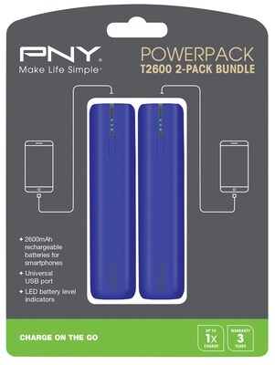 UPC 751492584218 product image for PNY Portable Power Bank T2600 2PK Blue | upcitemdb.com