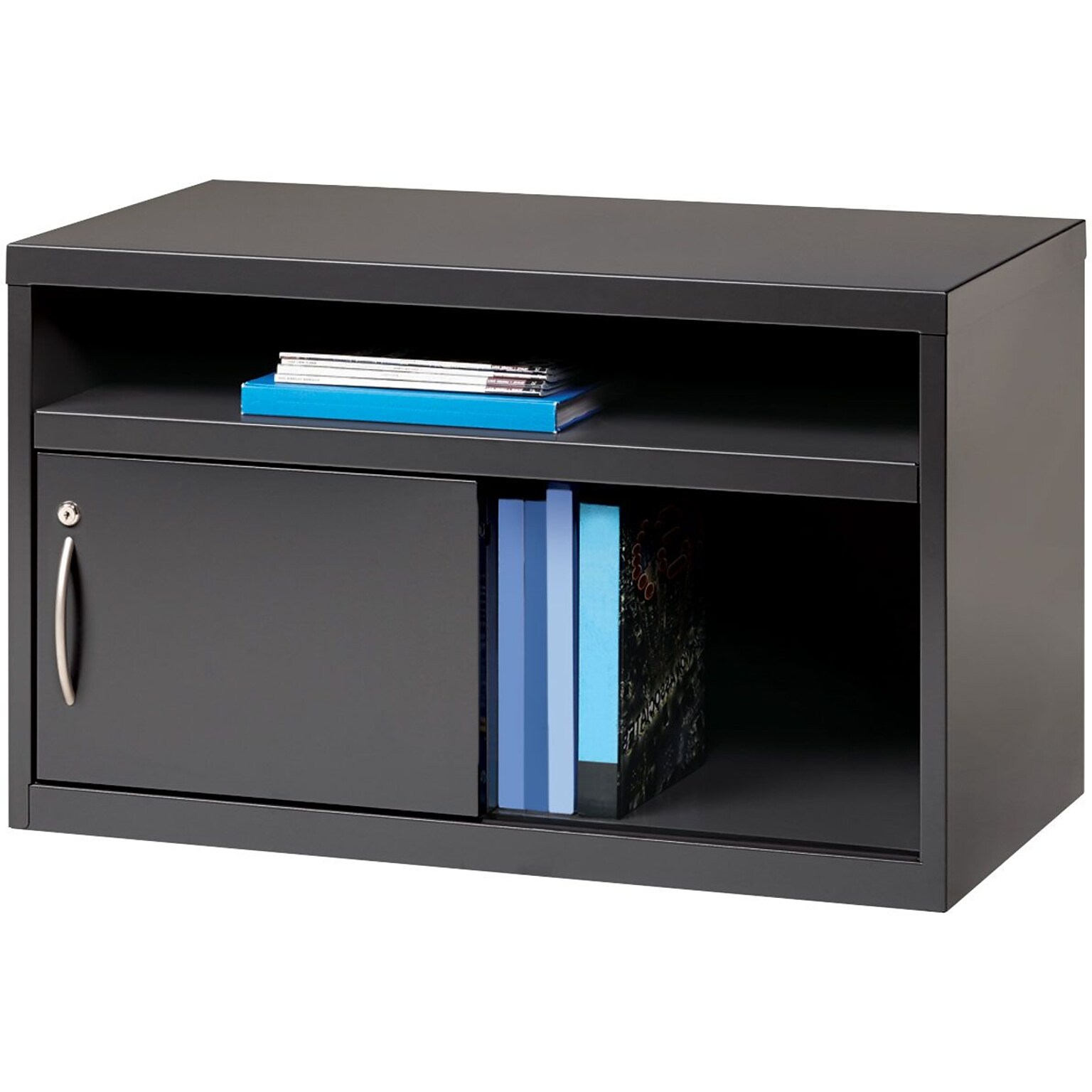 Quill Brand® Low Credenza with Sliding Door, Charcoal, 36W