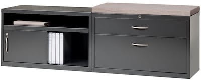 Quill Brand® Low Credenza with Sliding Door, Charcoal, 36"W