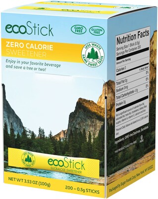 ecoStick Sucralose Yellow Sweetener, 200/Box (83747)