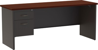 Quill Brand® Modular Left Pedestal Credenza, 72W x 24D x 29.5H, Mahogany (LLR79164)