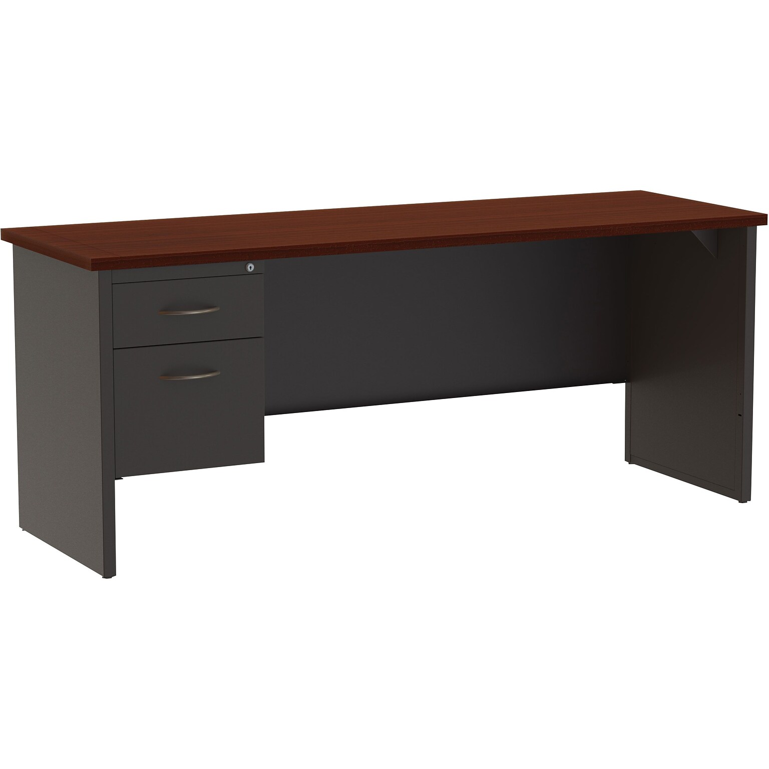 Quill Brand® Modular Left Pedestal Credenza, 72W x 24D x 29.5H, Mahogany (LLR79164)