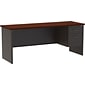 Quill Brand® Modular Desk Right Hand Single Pedestal Credenza, Charcoal/Mahogany, 24"Dx72"W