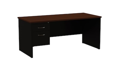 Quill Brand® 66 Modular Left Single Pedestal Desk, Black/Walnut (UN28449)