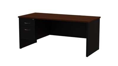 Quill Brand® 66" Modular Left Single Pedestal Desk, Black/Walnut (UN28449)