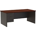 Quill Brand® Modular Left Single Pedestal Desk, Charcoal/Mahogany, 36Dx72W
