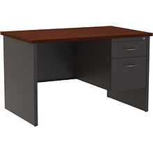 Quill Brand® Modular Right Single Pedestal Desk, Charcoal/Mahogany, 30Dx48W