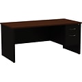 Quill Brand® Modular Right Single Pedestal Desk, Black/Walnut, 30Dx66W