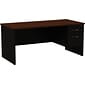 Quill Brand® Modular Right Single Pedestal Desk, Black/Walnut, 30"Dx66"W