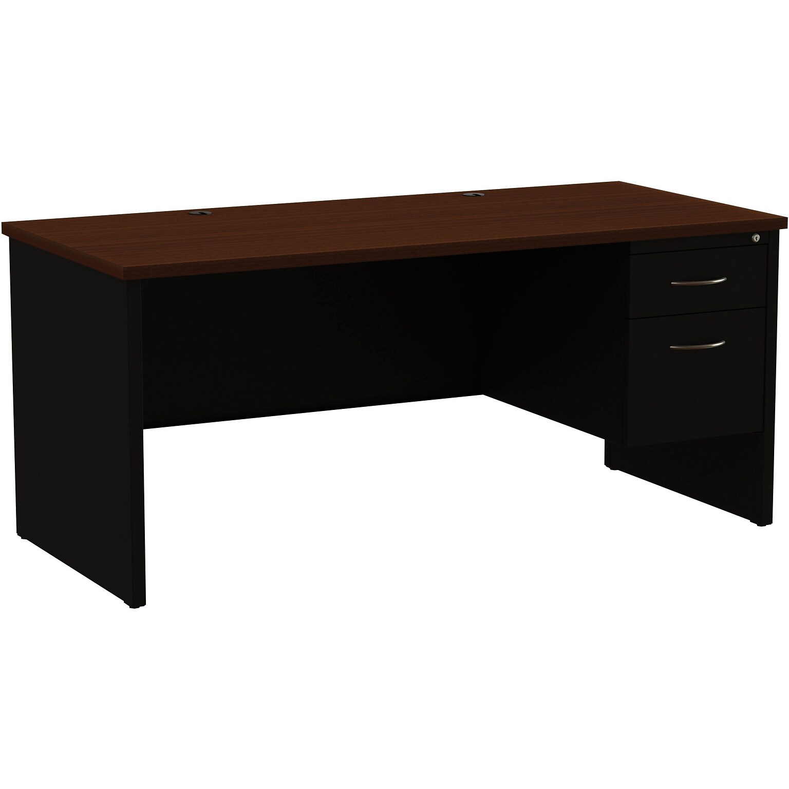 Quill Brand® Modular Right Pedestal Desk, 66W x 30D x 29.5H, Walnut (LLR79145)