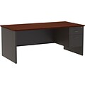 Quill Brand® Modular Right Single Pedestal Desk, Charcoal/Mahogany, 36Dx72W
