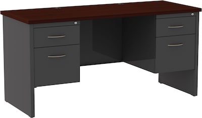 Quill Brand® Modular Double Pedestal Credenza, 24D x 60W x 29.5H, Mahogany (LLR79160)