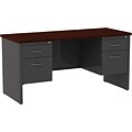Quill Brand® Modular Double Pedestal Credenza, Charcoal/Mahogany, 24x60