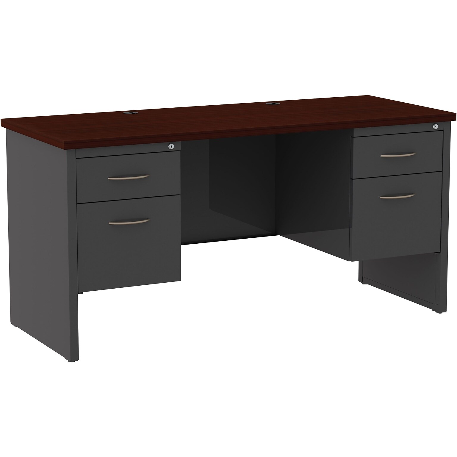 Quill Brand® Modular Double Pedestal Credenza, 24D x 60W x 29.5H, Mahogany (LLR79160)