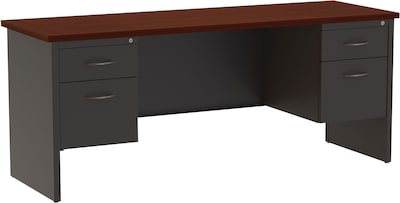 Quill Brand® Modular Double Pedestal Credenza, 72W x 24D x 29.5H, Mahogany (LLR79158)