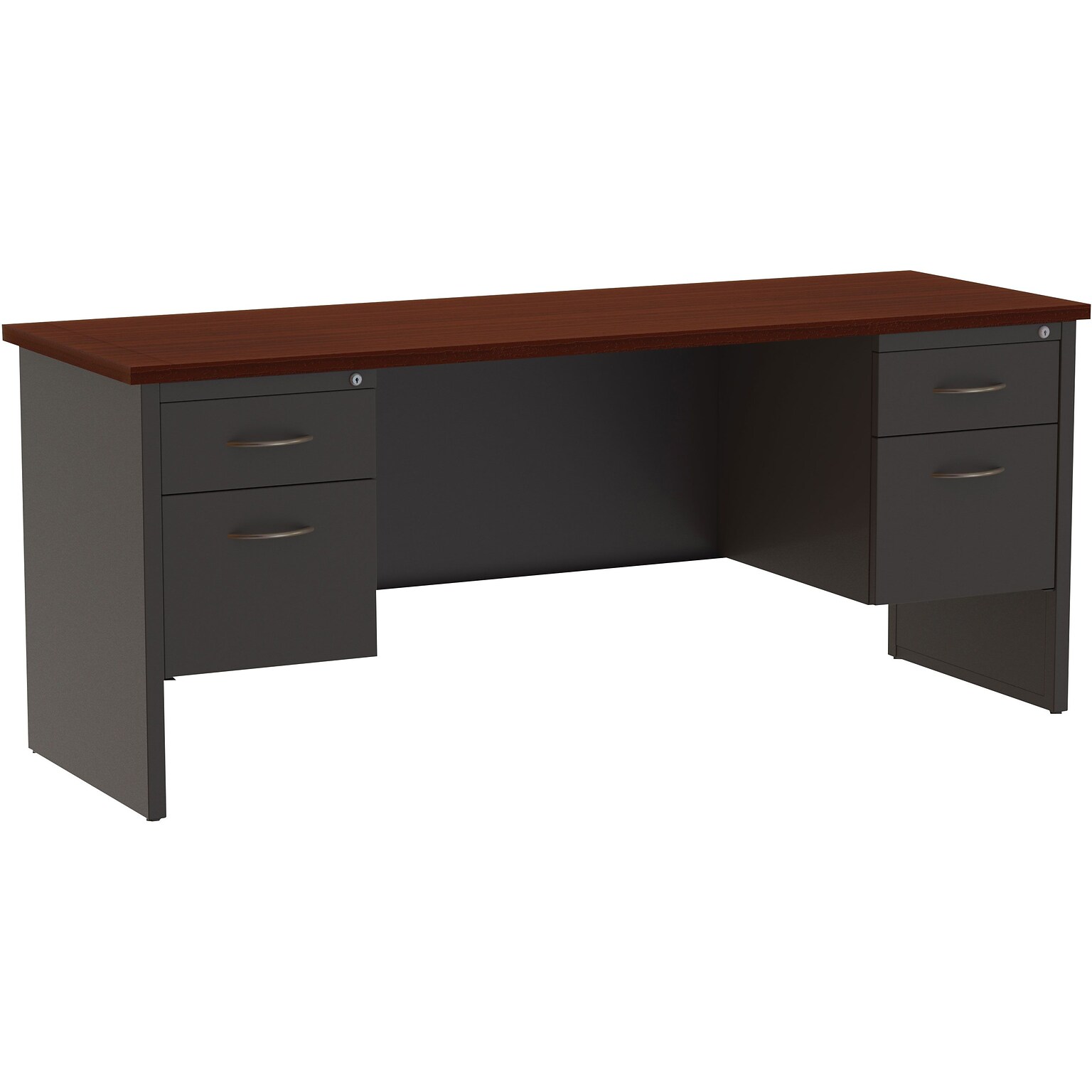 Quill Brand® Modular Double Pedestal Credenza, 72W x 24D x 29.5H, Mahogany (LLR79158)
