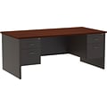 Quill Brand® 72 Modular Double Pedestal Desk, Charcoal/Mahogany (UN28422)