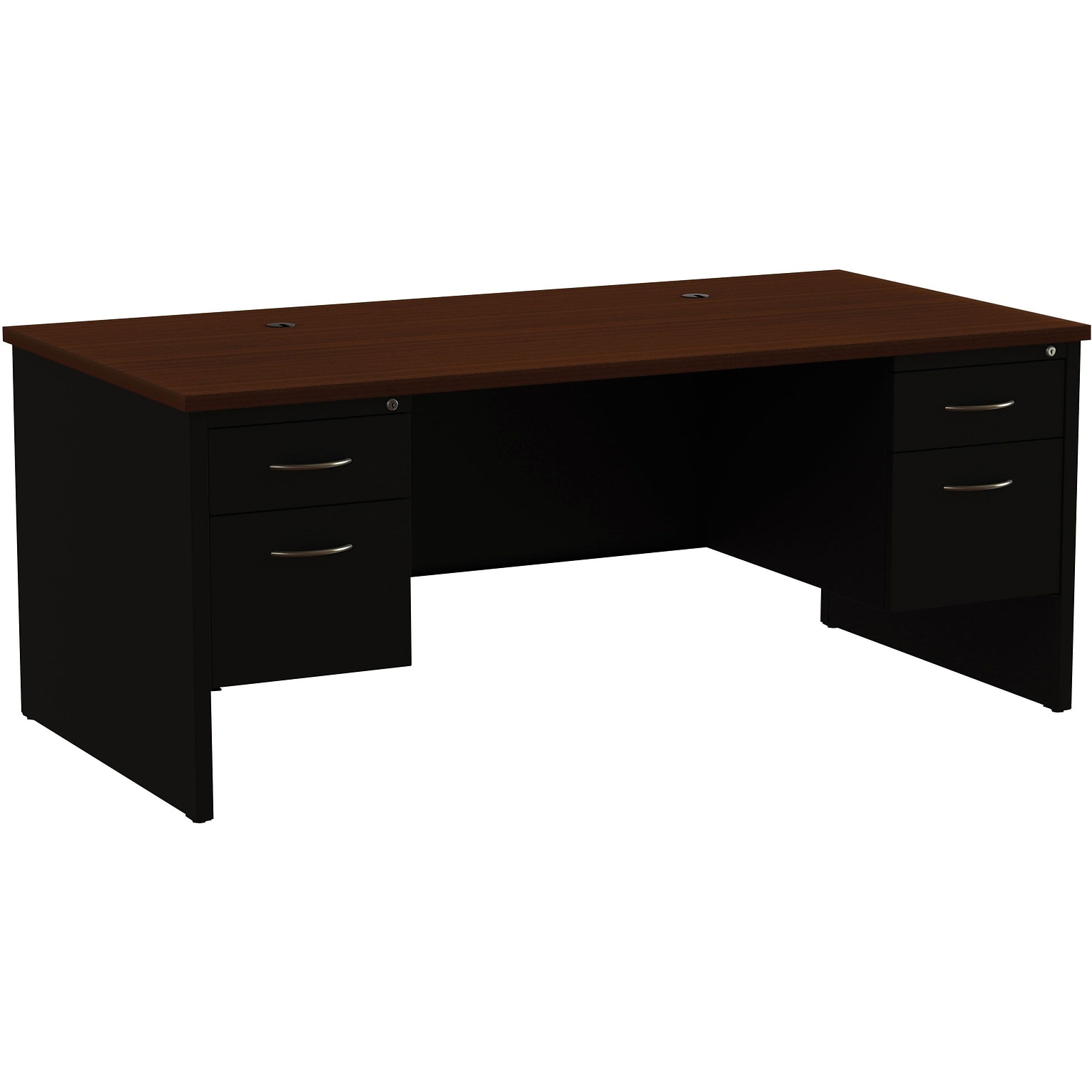 Quill Brand® Modular Double Pedestal Desk, 72W x 36D x 29.5H, Walnut (LLR79139)