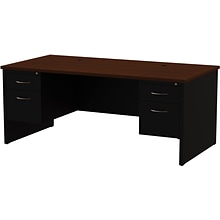 Quill Brand® Modular Double Pedestal Desk, Black/Walnut, 36x72