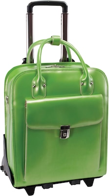 McKlein W Series, LA GRANGE, Genuine Cowhide Leather,Patented Detachable -Wheeled Ladies Laptop Briefcase, Green (96491)