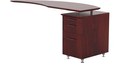 Safco Medina™ Right Hand Return w/Ped, Mahogany, 29 1/2H x 63W x 24D