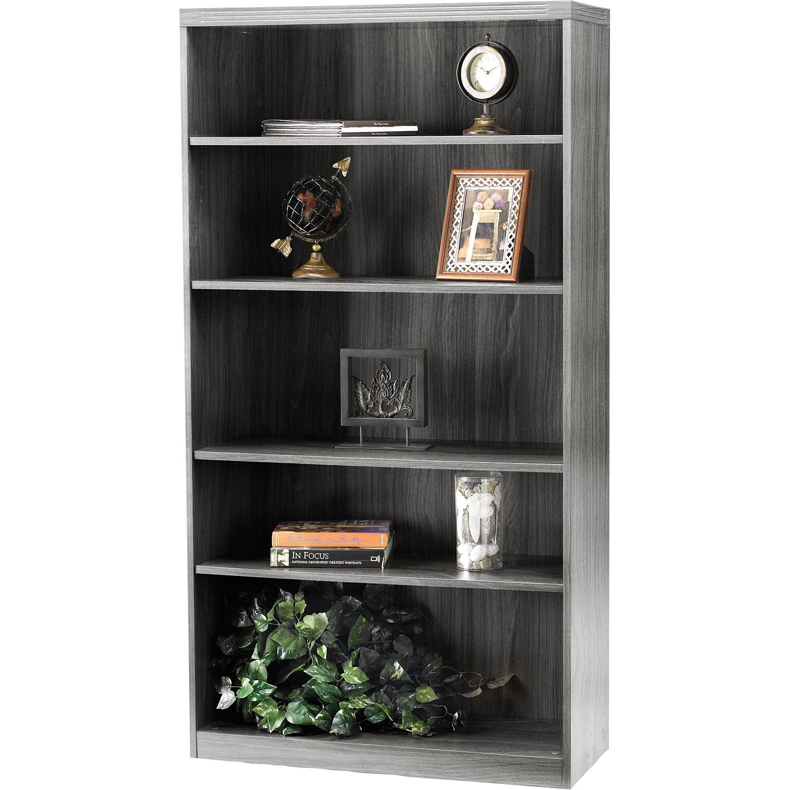 Safco Aberdeen 5-Shelf Bookcase 68 3/4H, Gray Steel (AB5S36LGS)