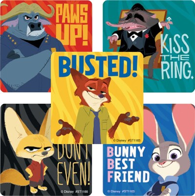 SmileMakers® Zootopia Movie Stickers; 2-1/2”H x 2-1/2”W, 100/Roll