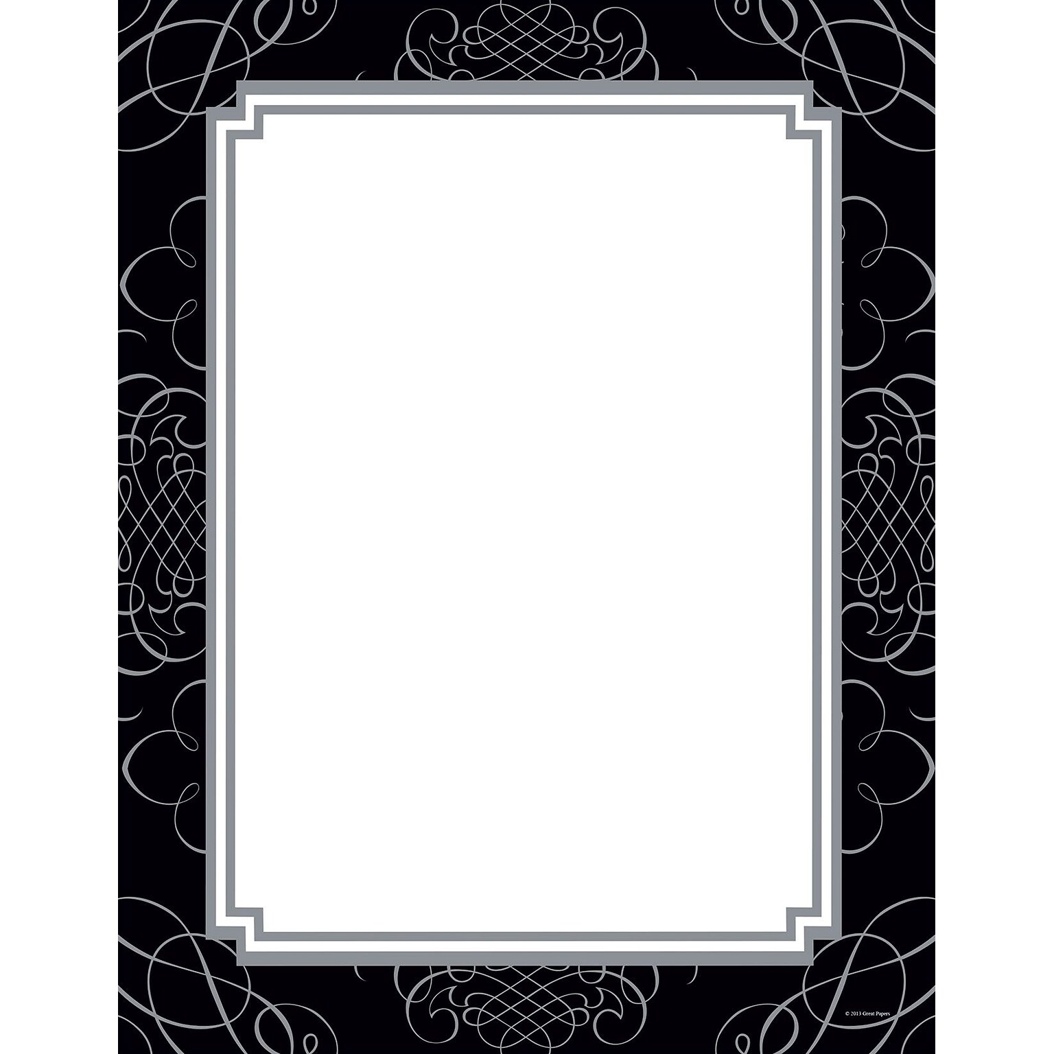Great Papers! Black and Silver Scroll Letterhead, 8.5 x 11, 80 count (2013169)