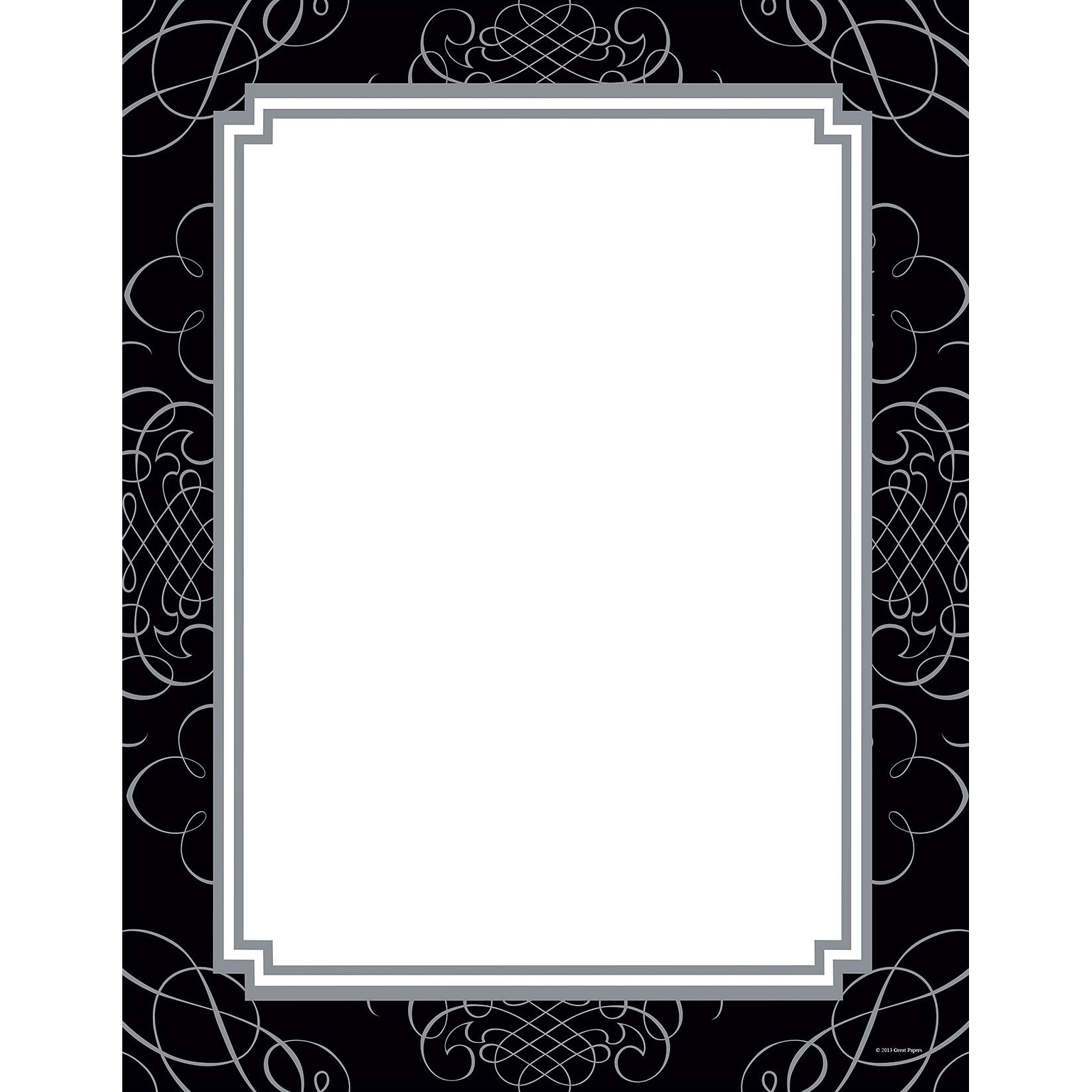 Great Papers! Black and Silver Scroll Letterhead, 8.5 x 11, 80 count (2013169)