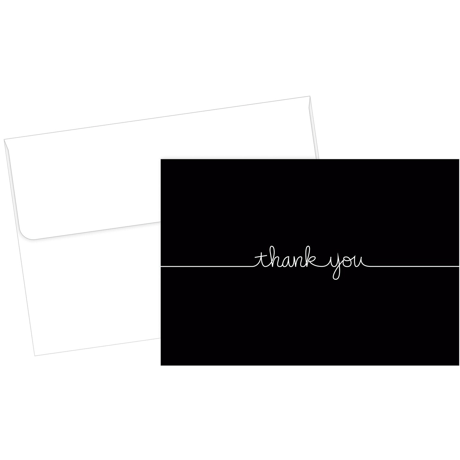 Great Papers Grace Matte Personal Thank You Notecards, Black, 50/Pack (2015072)