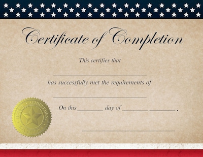 Great Papers! Patriotic Completion Certificate, 8.5 x 11, 25 count (2015075)