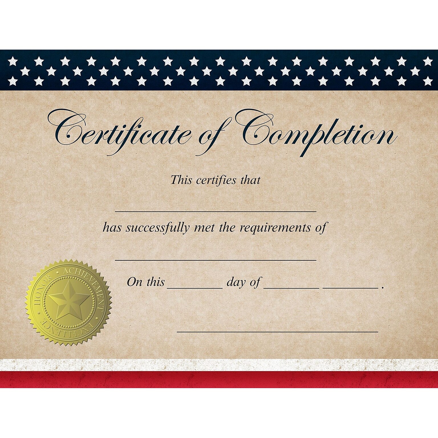 Great Papers! Patriotic Completion Certificate, 8.5 x 11, 25 count (2015075)