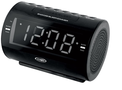 Jensen JCR-210 AM/FM Dual Alarm Clock Radio with Nature Sounds, Black (JCR-210)