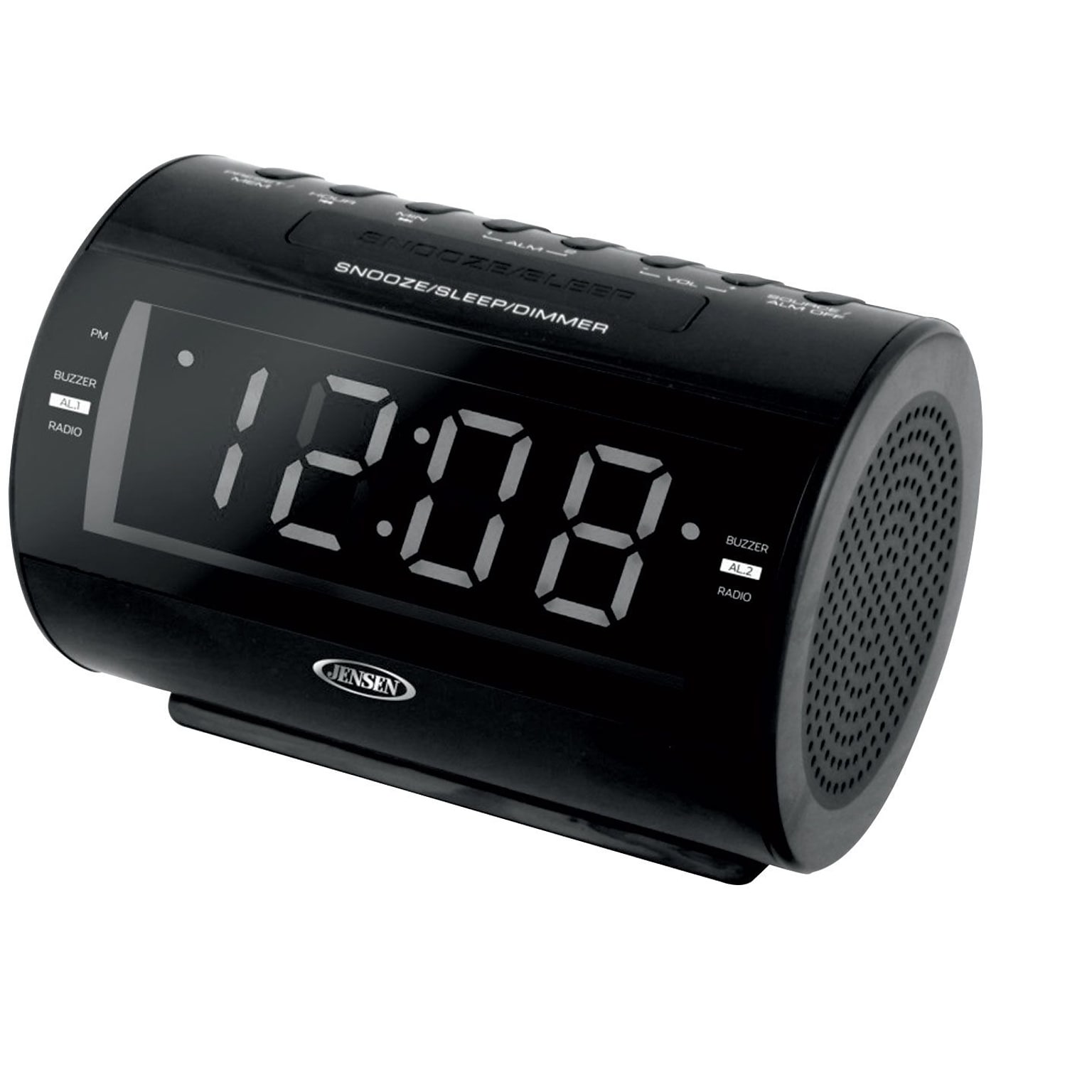 Jensen JCR-210 AM/FM Dual Alarm Clock Radio with Nature Sounds, Black (JCR-210)