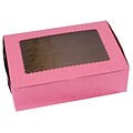 Bags & Bows® 14 x 10 x 4 12 Cup Windowed Standard Cupcake Boxes, Pink, 100/Pack