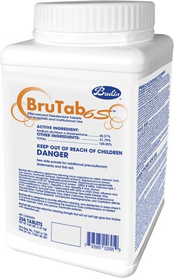 BruTab 6S Disinfectant Concentrate Tablets, 13.1 gram, 256/Tub, 2 Tubs/Case (BBDT40418N)