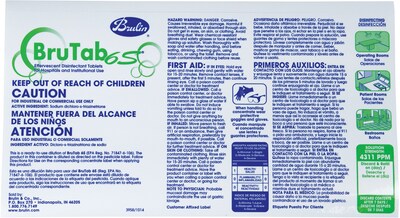 BruTab 4311ppm Transfer Label for 6S Disinfectant Concentrate Tablets, 20/Pack
